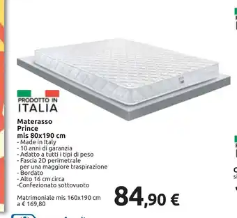 Carrefour Materasso Prince mis 80 x 190 cm 160x190 cm offerta