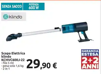 Carrefour Scopa Elettrica klindo KCHVC600J-22 1,6 kg 2 in 1 offerta