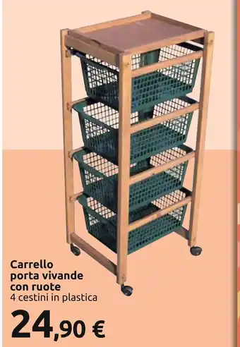 Carrefour Carrello porta vivande con ruote 4 cestini in plastica offerta