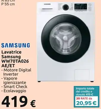 Carrefour Samsung Lavatrice WW70TA026 AE/ET offerta