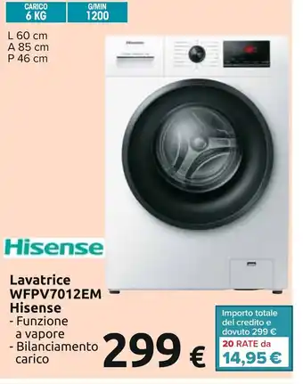 Carrefour Hisense Lavatrice WFPV7012EM offerta
