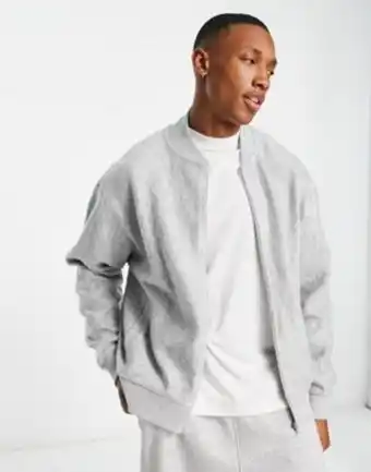 Asos design - giacca sportiva oversize grigia spazzolata a coste