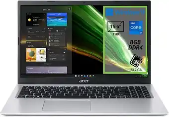Acer aspire 3 a315-58-76w1 pc portatile, notebook, processore intel core i7-1165g7, ram 8 gb ddr4, 512 gb pcie nvme ssd, d...