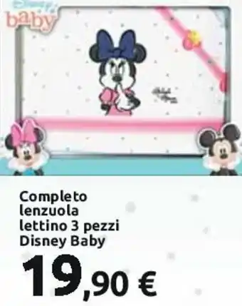 Carrefour Disney Baby Completo lenzuola lettino 3 pezzi offerta