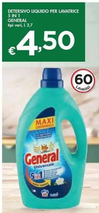 Bennet General Detersivo Liquido Per Lavatrice 5 in 1 tipi vari 2,7 L offerta