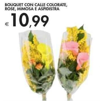 Bennet Bouquet con Calle Colorate, Rose, Mimosa e Aspidistra offerta