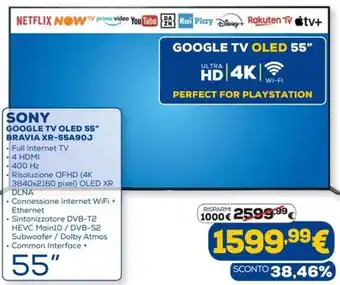 Euronics Sony Google TV OLED 55" Bravia XR-55A90J offerta