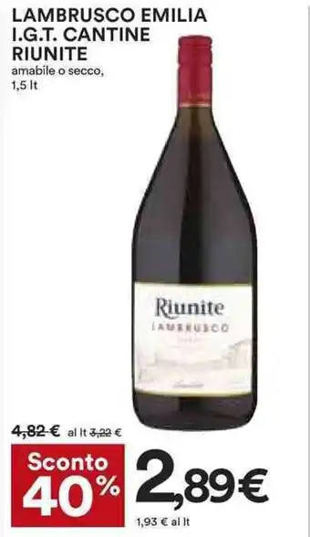 Coop Riunite Lambrusco Emilia IGT Cantine 1,5 lt offerta