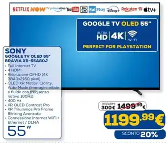 Euronics Sony Google TV OLED 55" Bravia XR-55A80J offerta