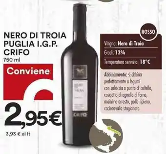 Coop Crifo Nero di Troia Puglia I.G.P 750 ml offerta