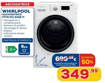 Euronics Whirlpool Asciugatrice FFTN M11 9X2B IT offerta