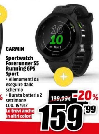 MediaWorld Garmin Sportwatch Forerunner 55 Running GPS Sport offerta