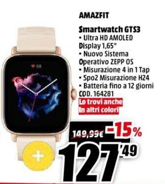 MediaWorld Amazfit Smartphone GTS3 offerta
