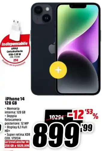 MediaWorld iPhone 14 128 Pro offerta