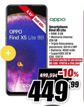 MediaWorld oppo Smartphone Find X5 Lite offerta