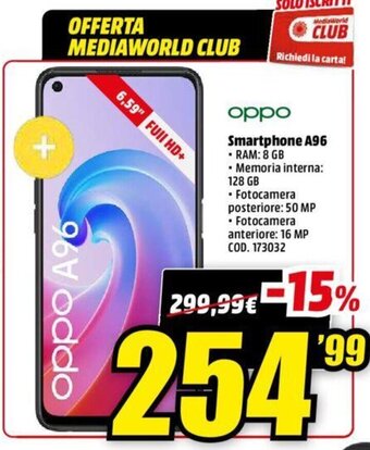 MediaWorld oppo Smartphone A96 offerta