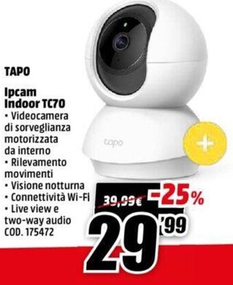 MediaWorld Tapo Ipcam Indoor TC70 offerta