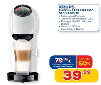 Euronics Krups Macchina per Espresso Genio S KP240 offerta
