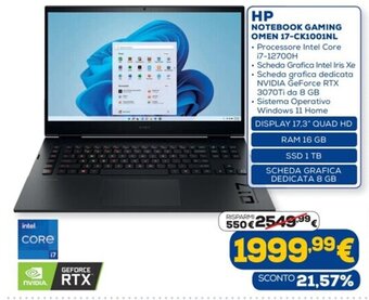 Euronics HP Notebook Gaming Omen 17-CK1001NL offerta