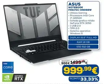 Euronics Asus Notebook FX517ZC-HN098W offerta
