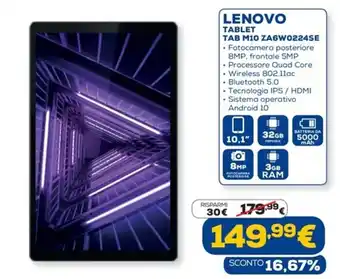 Euronics Lenovo Tablet Tab M10 ZA6W0224SE offerta