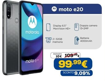 Euronics Motorola moto e20 offerta