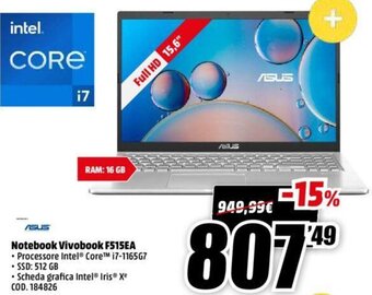 MediaWorld ASUS Notebook Vivobook F515EA offerta