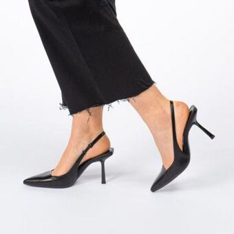 Miss globo - décolleté nera con inserto elasticizzato sul cinturino, tacco 8,5cm