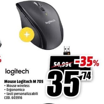 MediaWorld Logitech Mouse Logitech M 705 offerta