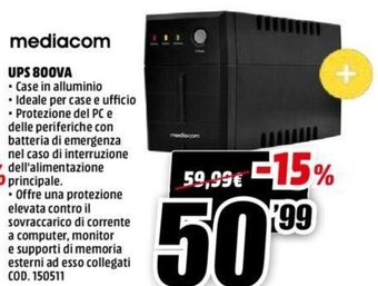 MediaWorld Mediacom UPS 800VA offerta