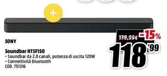 MediaWorld Sony Soundbar HTSF150 offerta
