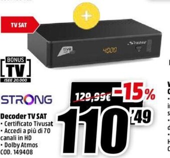 MediaWorld Strong Decoder TV SAT offerta