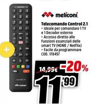 Meliconi Telecomando Control 2.1