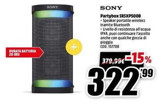 MediaWorld Sony Partybox SRSXP500B offerta