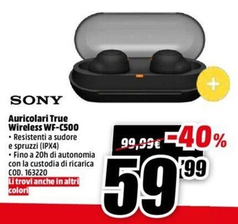 MediaWorld Sony Auricolari True Wireless WF-C500 offerta