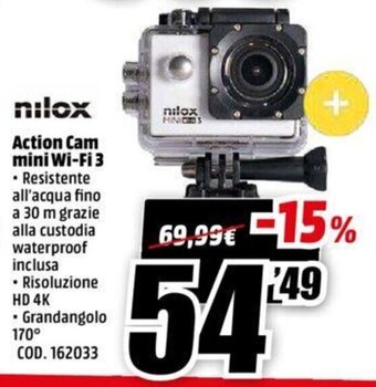 MediaWorld Nilox Action Cam Mini Wi-Fi 3 offerta