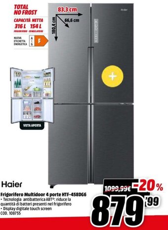 MediaWorld Haier Frigorifero Multidoor 4 Porte HTF-458DG6 offerta