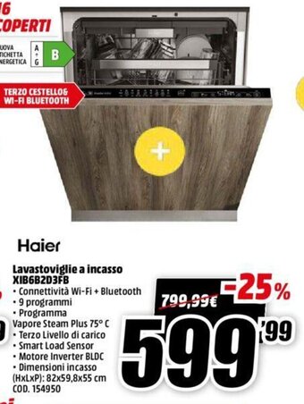 MediaWorld Haier Lavastoviglie A Incasso XIB6B2D3FB offerta