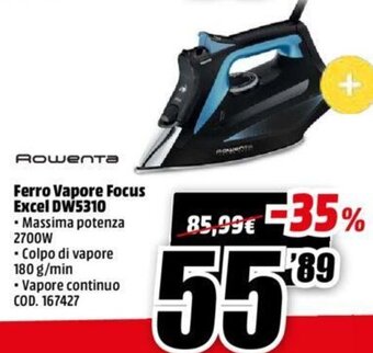 MediaWorld Rowenta Ferro Vapore Focus Excel DW5310 offerta