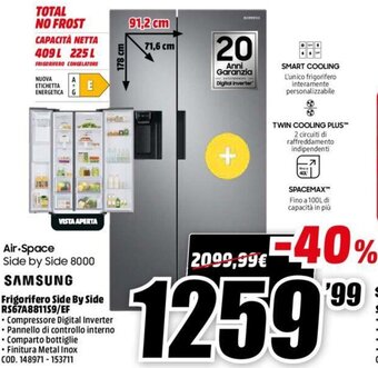 MediaWorld Samsung Frigorifero Side by SIde RS6A8811S9/EF offerta