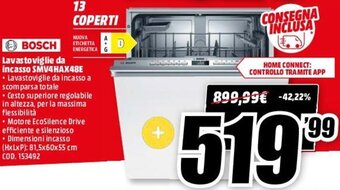MediaWorld Bosch Lavastoviglie da Incasso SMV4HAX48E offerta