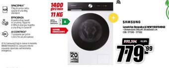 MediaWorld Samsung Lavatrice Bespoke AI WW11BB704DGE offerta