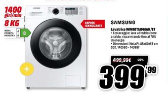 MediaWorld Samsung Lavatrice WW80TA046AH/ET offerta