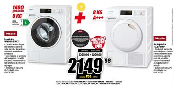 MediaWorld Miele Lavatrice WWD 020 WCS + Miele Asciugatrice TCC 570 WP offerta