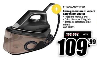 MediaWorld Rowenta Ferro Generatore di Vapore Easy Steam VR7141 offerta