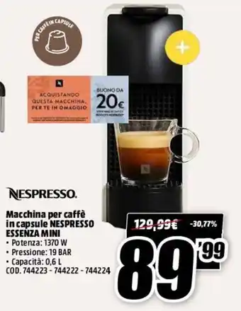 MediaWorld Nespresso Essena Mini Macchina Per Caffè In Capsule offerta
