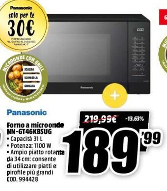 MediaWorld Panasonic Forno A Microonde NN-GT46KBSUG offerta