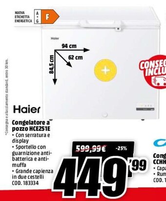 MediaWorld Haier Congelatore A Pozzo HCE251E offerta