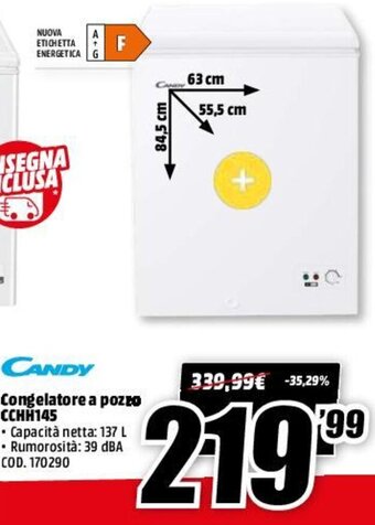 MediaWorld Candy Congelatore A Pozzo CCHH145 offerta