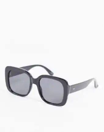 Asos design - occhiali da sole con montatura oversize squadrati anni '70 nero lucido